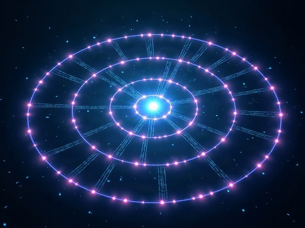 Diagram of ten thousand AI agents converging on a single mathematical proof node