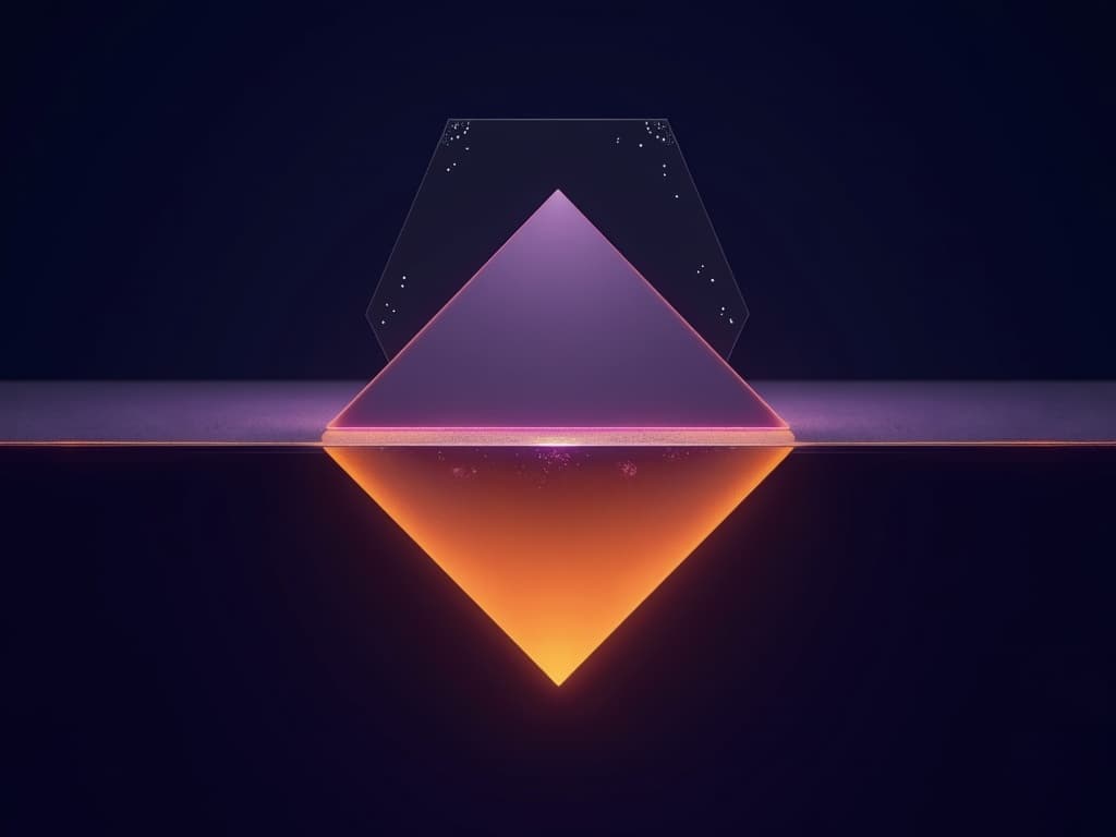 A small visible prism tip above a plane with a massive submerged amber mass beneath it
