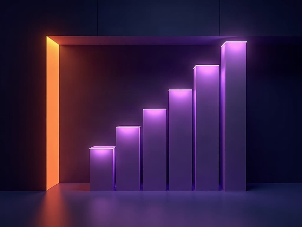 Six descending columns of varying heights showing cost reduction cascade from tallest amber to shorter purple forms