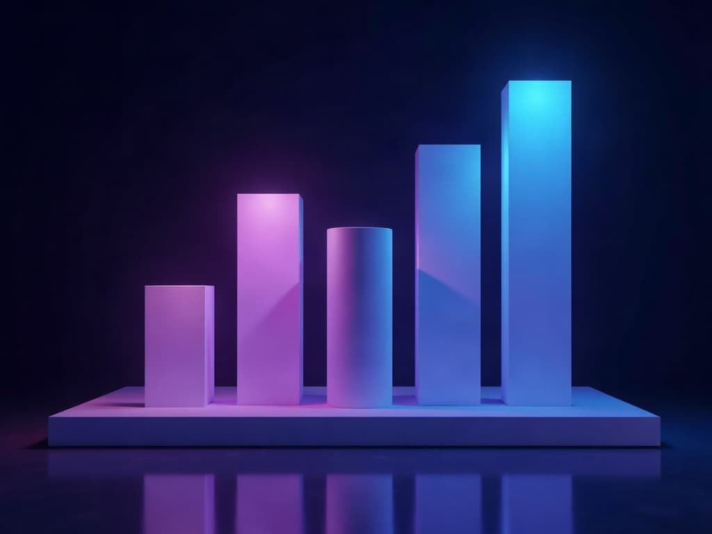Glowing pillars of varying heights representing AI company valuations rising dramatically