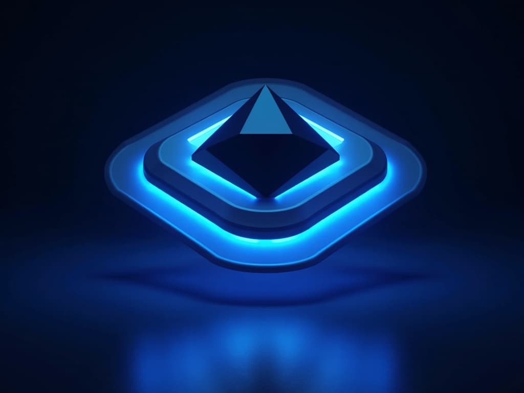 A diamond shape wrapped in concentric glowing rings representing layered AI harness and scaffolding architecture