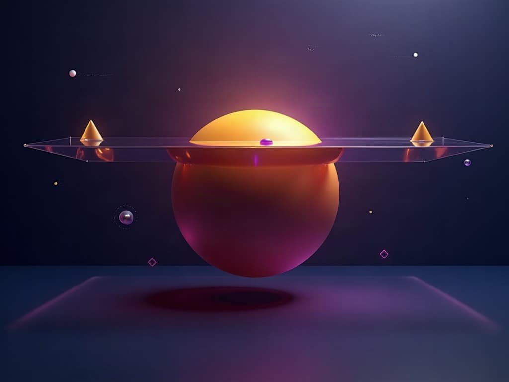 Small visible tip above a translucent plane with an enormous submerged mass below, three viewpoint prisms at different heights