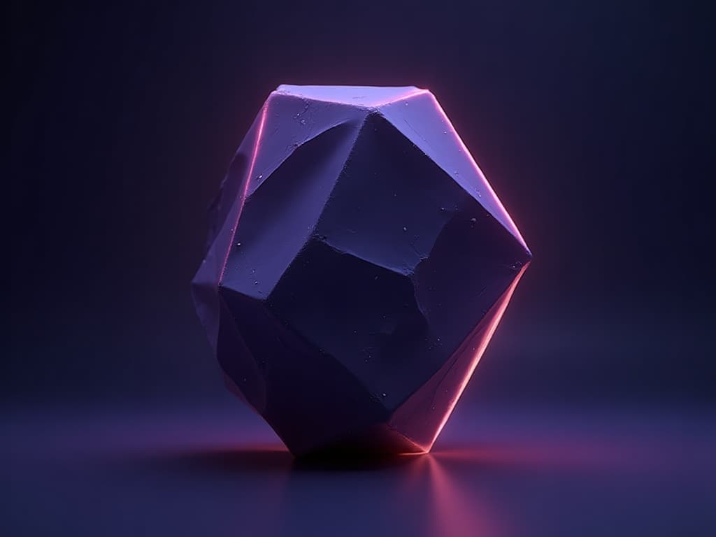 A single sculptural form transitioning through three phases from fragmented to resolved geometry in a hexagonal frame
