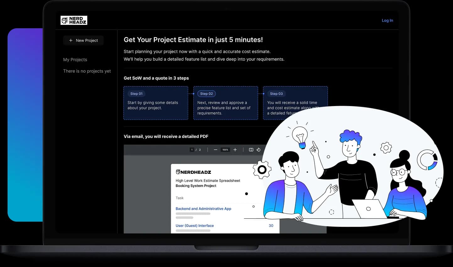 NerdHeadz AI Estimator — scope quote in 90 seconds