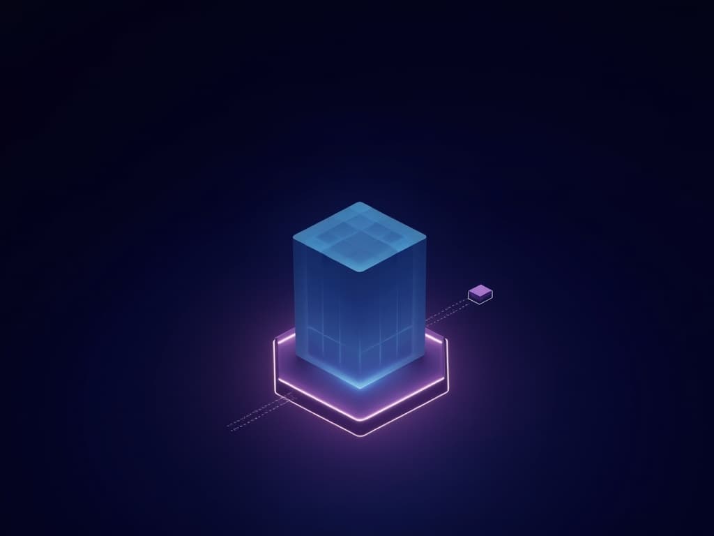 A luminous prism with a fragment drifting away, representing UI decoupling from data