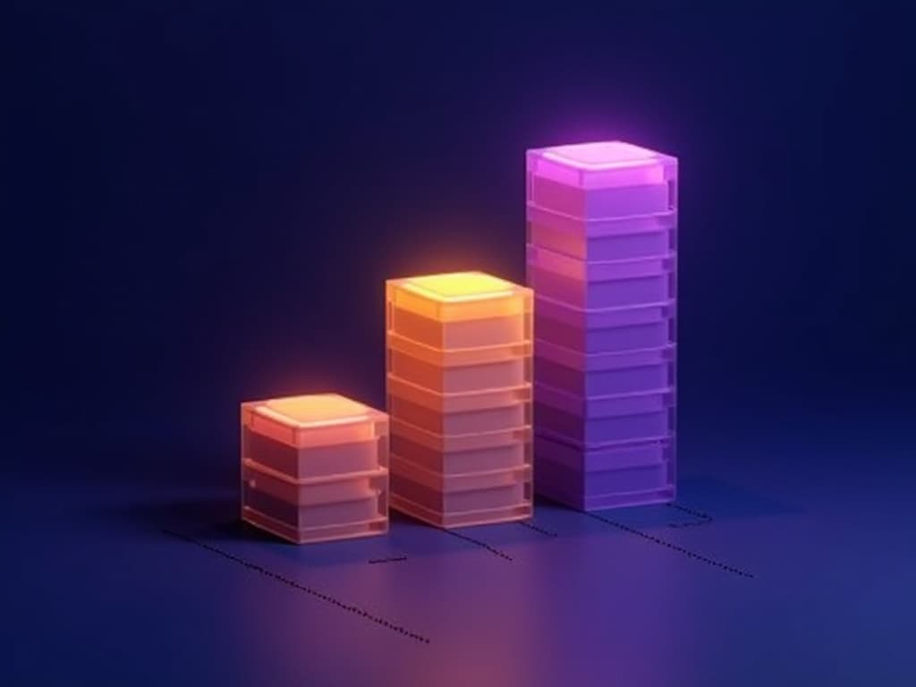 Three hexagonal towers of different heights with the tallest casting shadow over shorter ones