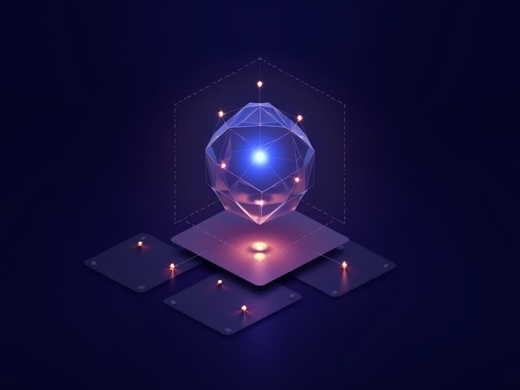 A hollow faceted shell with an inner glowing core representing a redesigned agentic data model