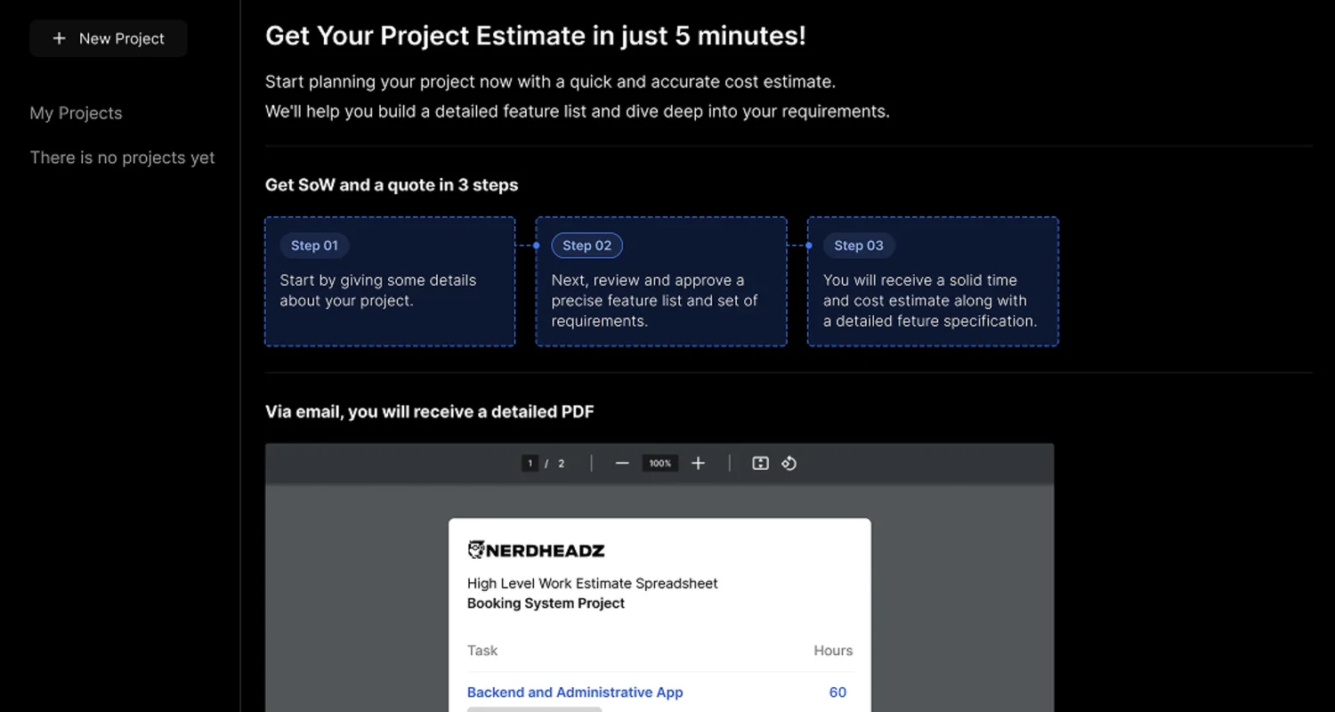 NerdHeadz AI Estimation Tool