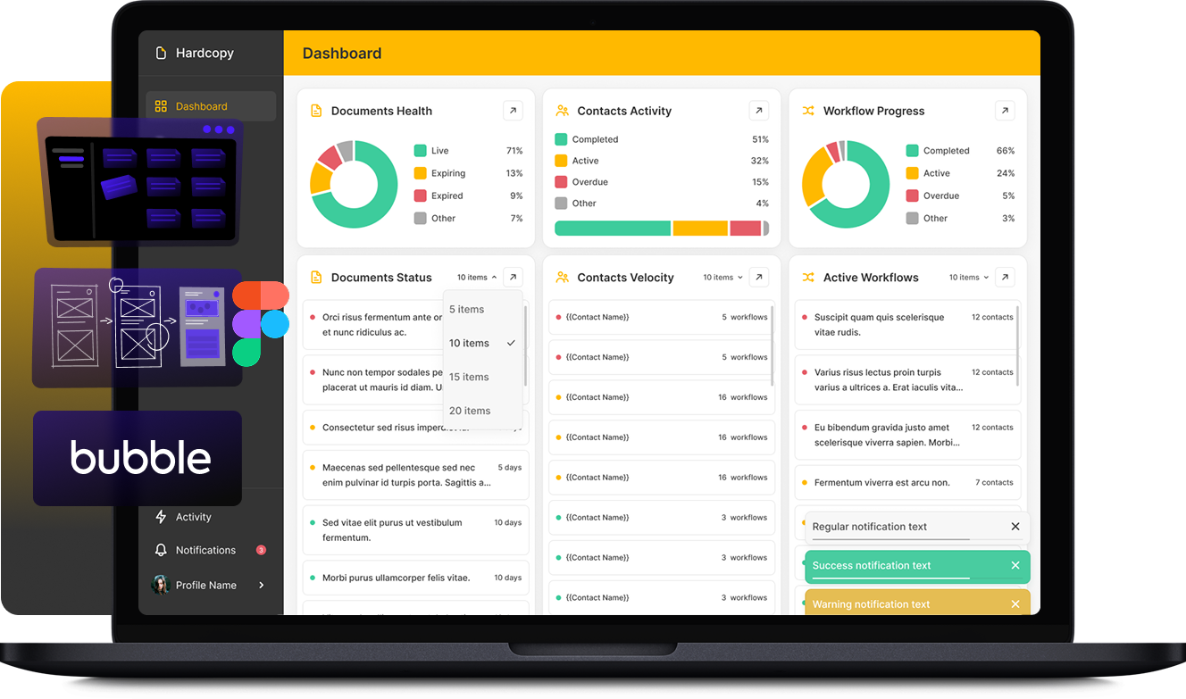 HardCopy document management platform — the workflow and document dashboard we built.